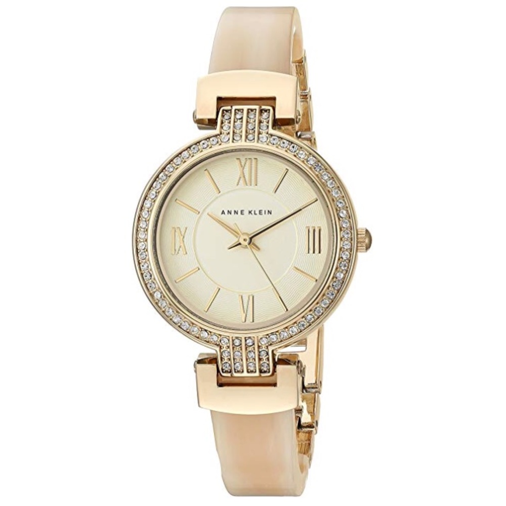 Anne Klein Swarovski Gold & Horn Resin Watch